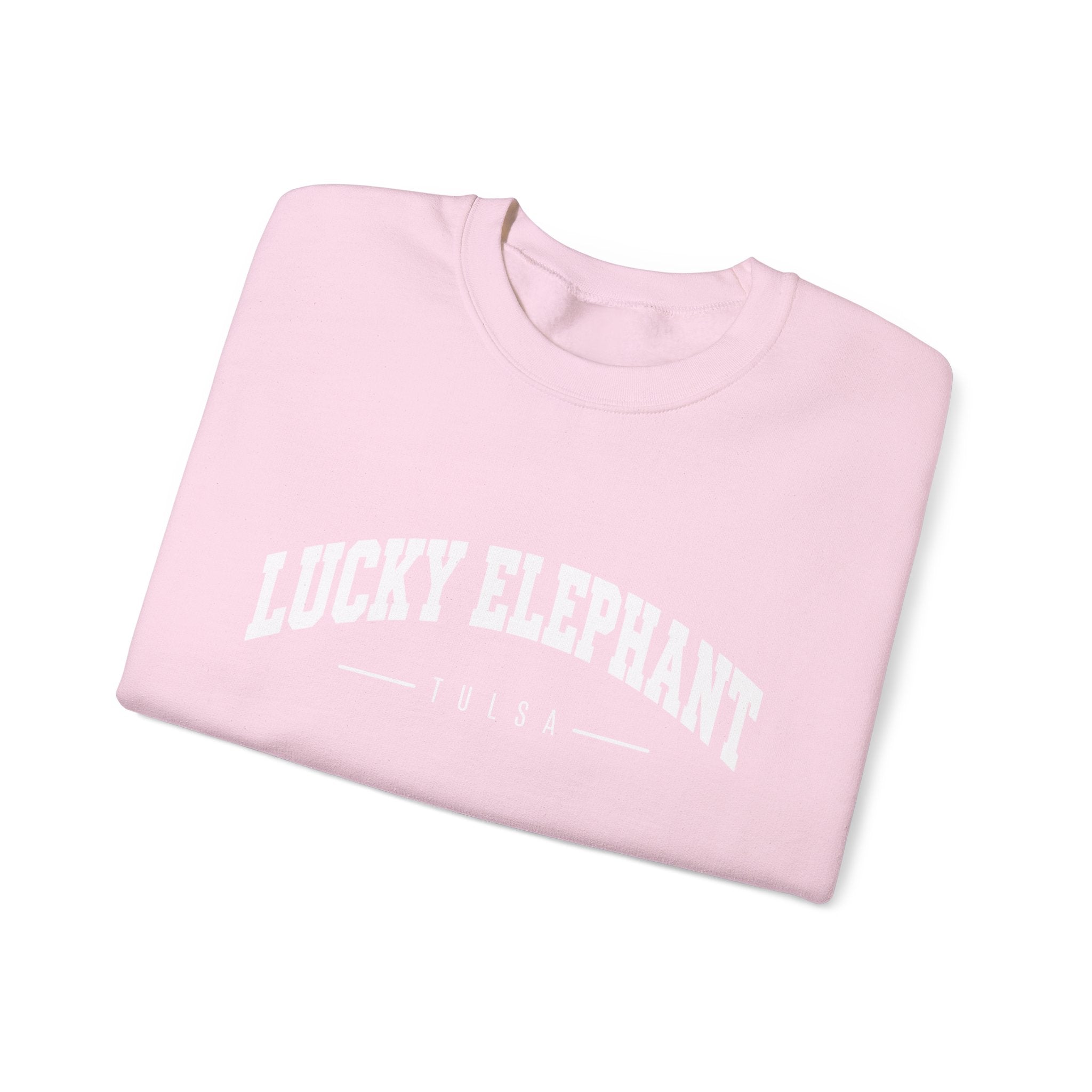 Lucky Elephant Classic White Crewneck Sweatshirt