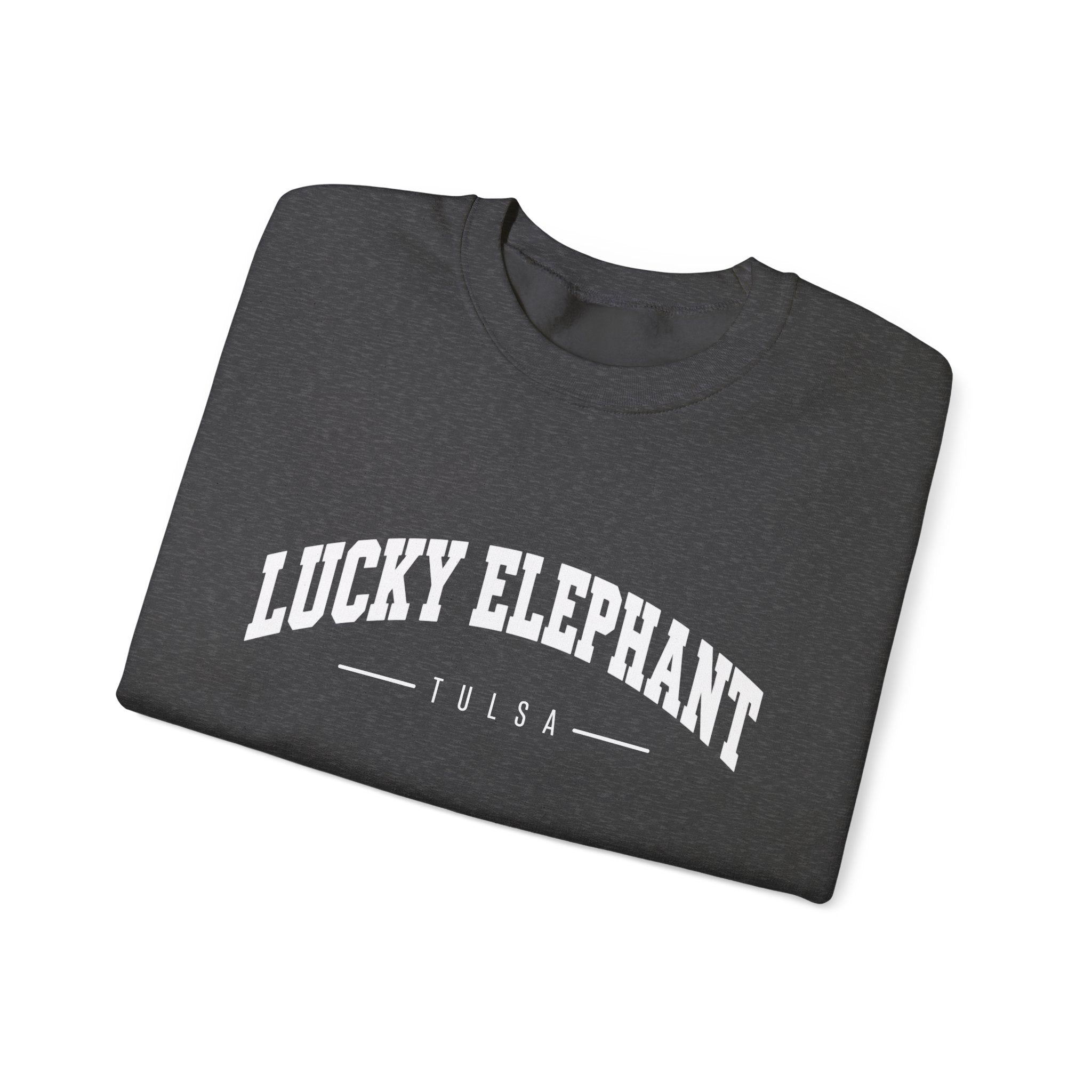 Lucky Elephant Classic White Crewneck Sweatshirt