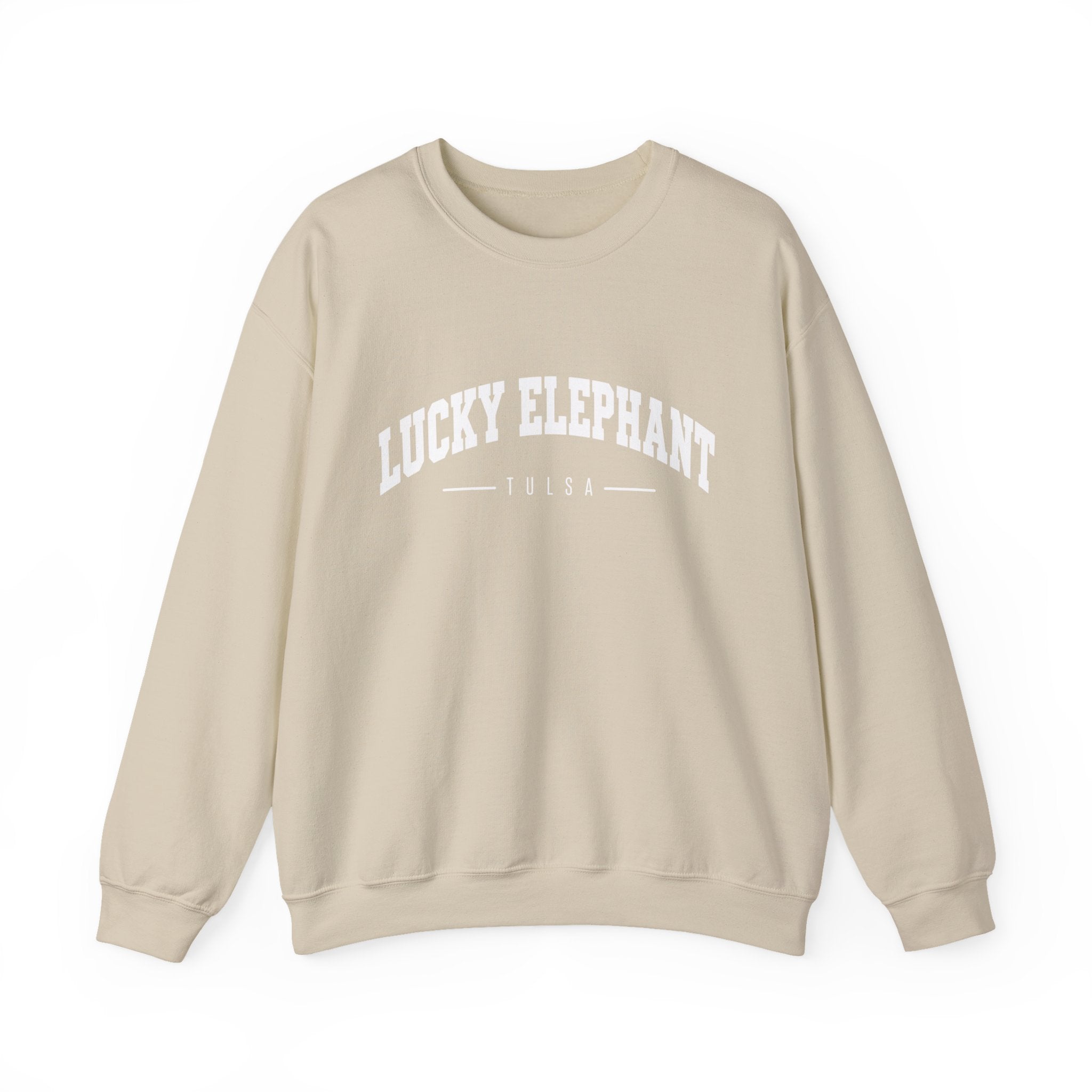 Lucky Elephant Classic White Crewneck Sweatshirt