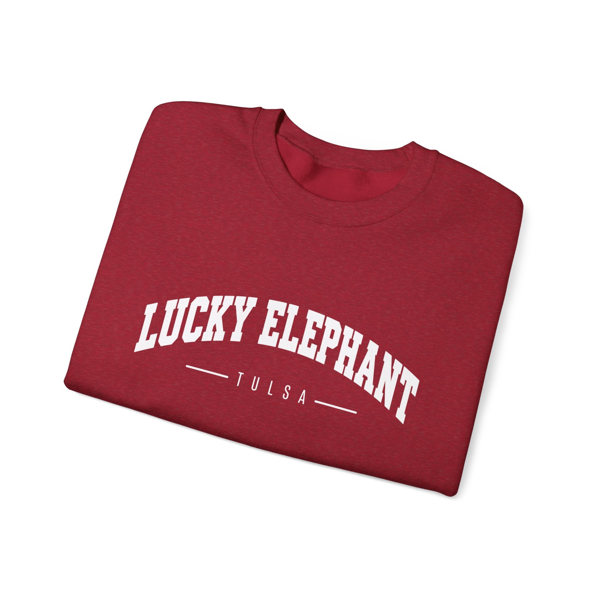 Lucky Elephant Classic White Crewneck Sweatshirt