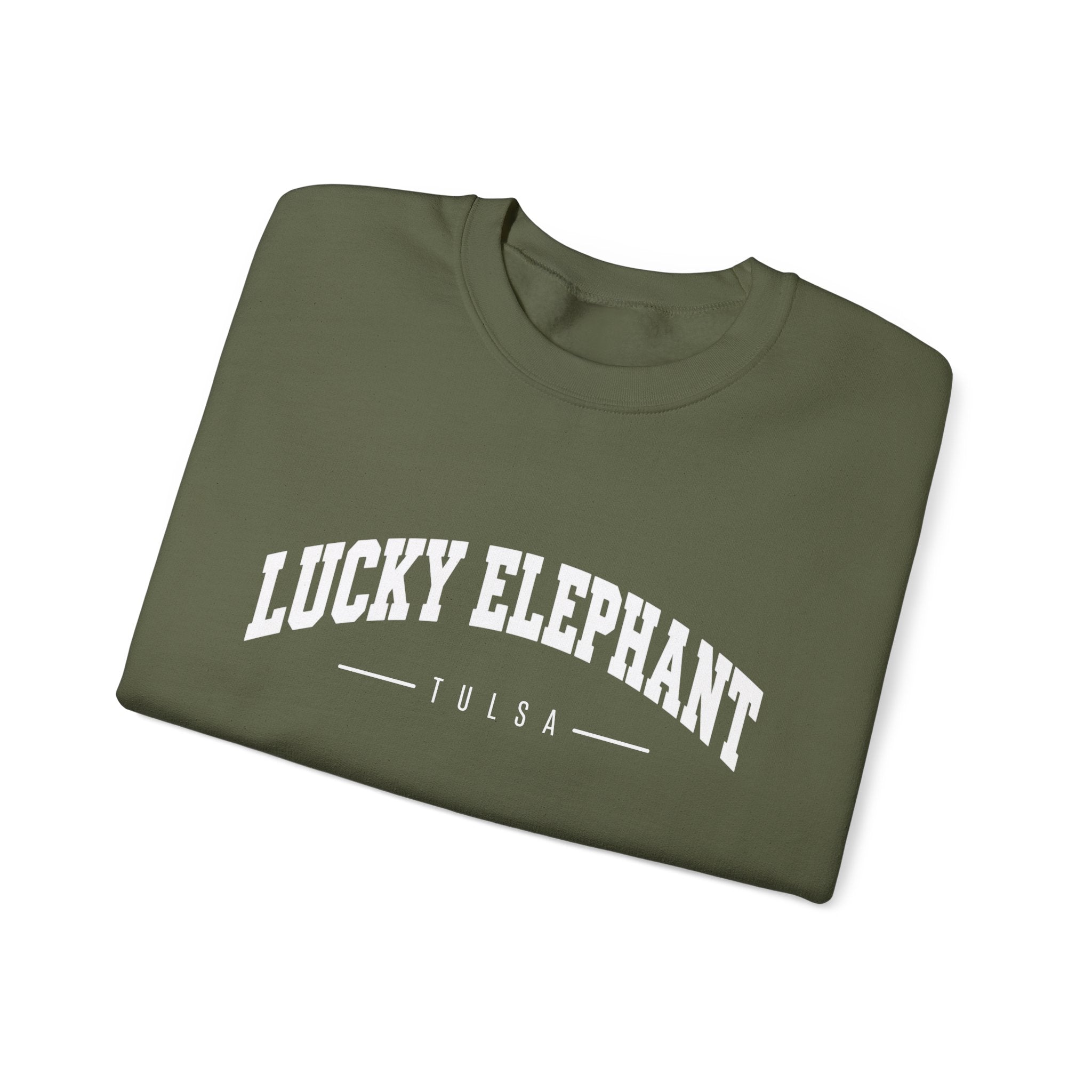 Lucky Elephant Classic White Crewneck Sweatshirt