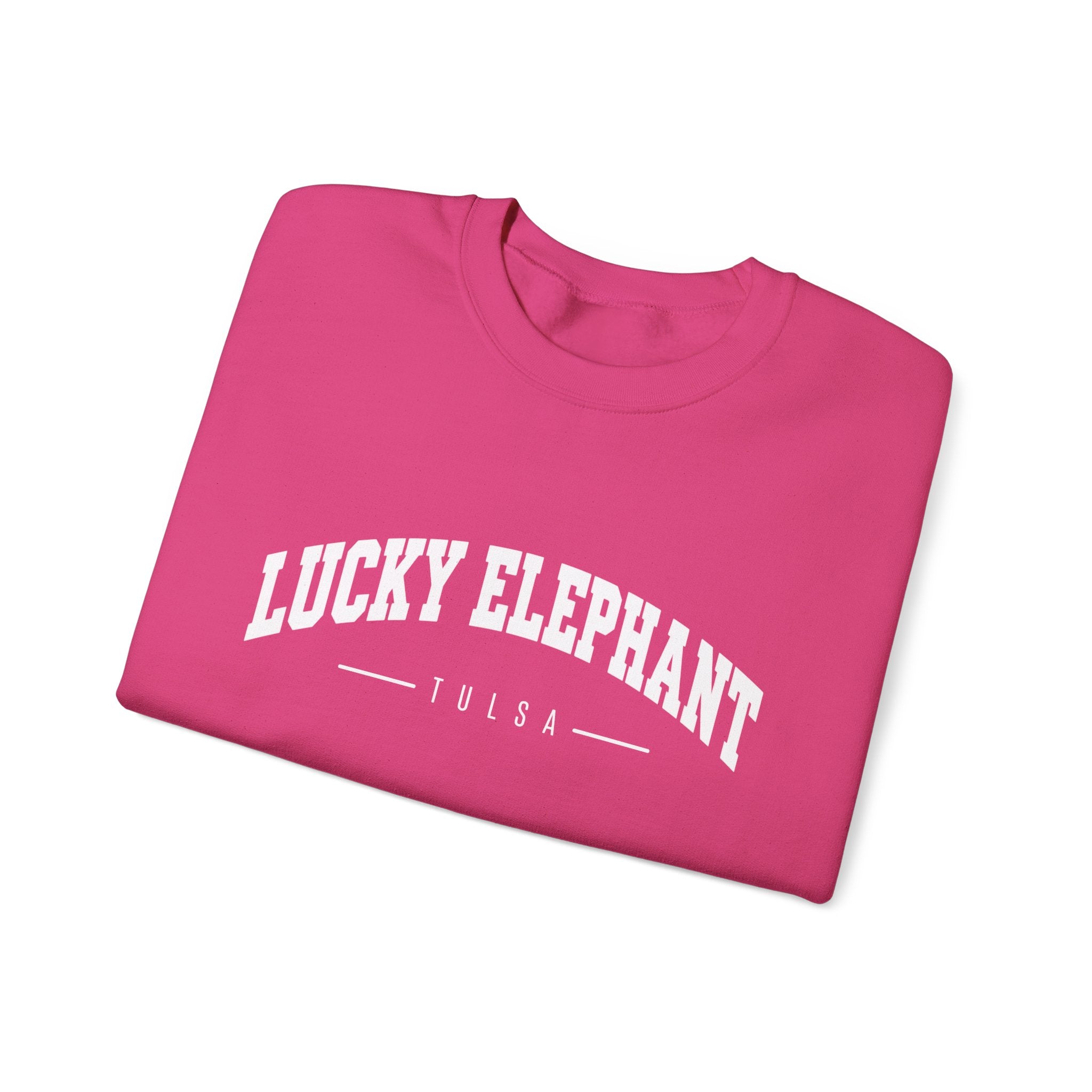 Lucky Elephant Classic White Crewneck Sweatshirt