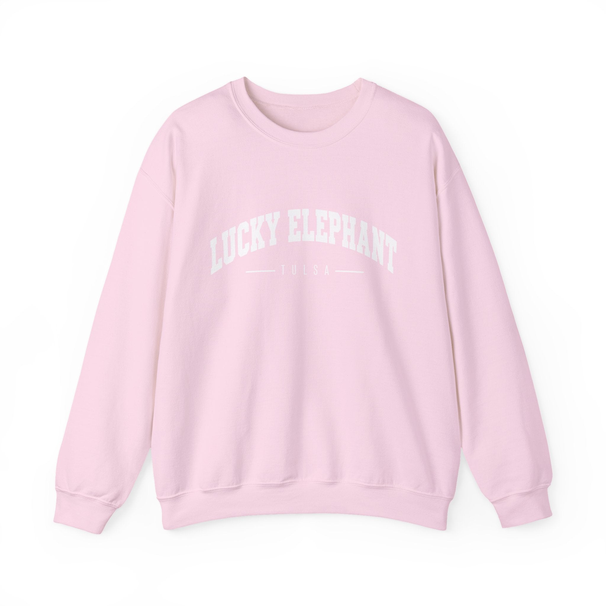 Lucky Elephant Classic White Crewneck Sweatshirt