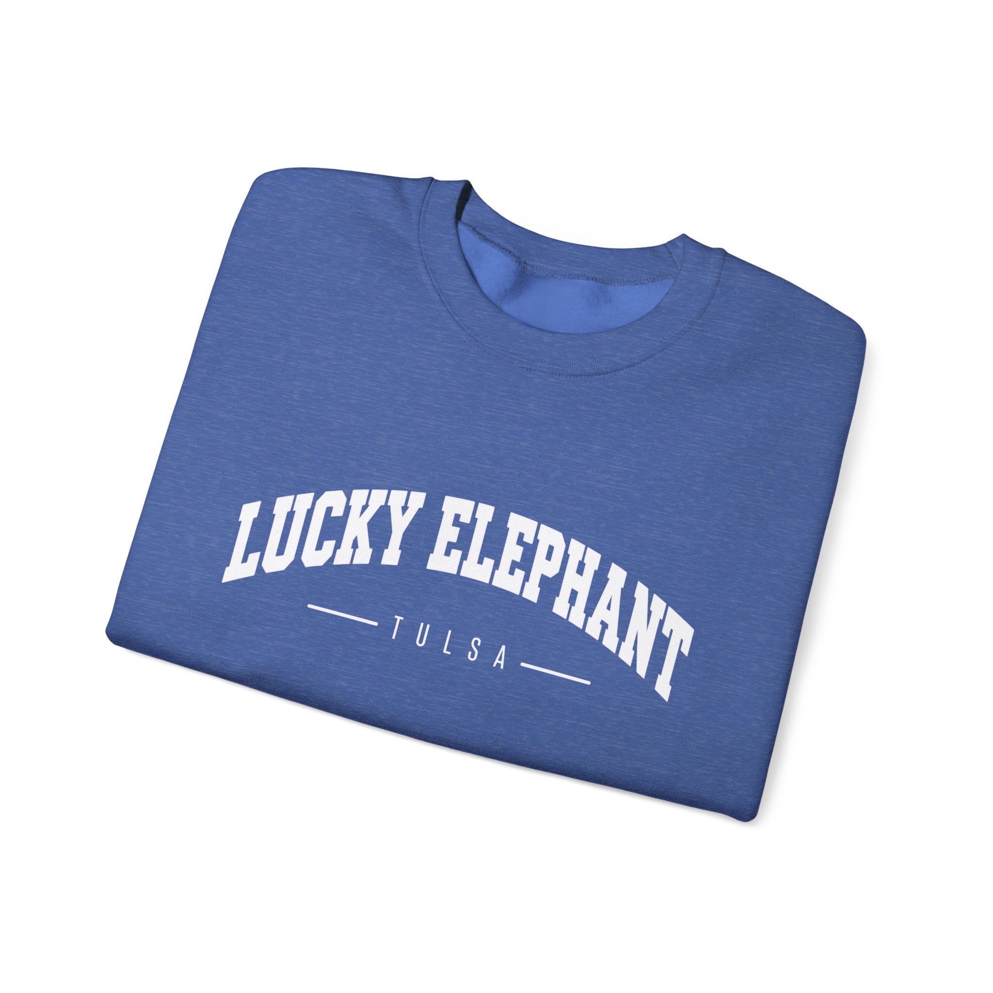 Lucky Elephant Classic White Crewneck Sweatshirt