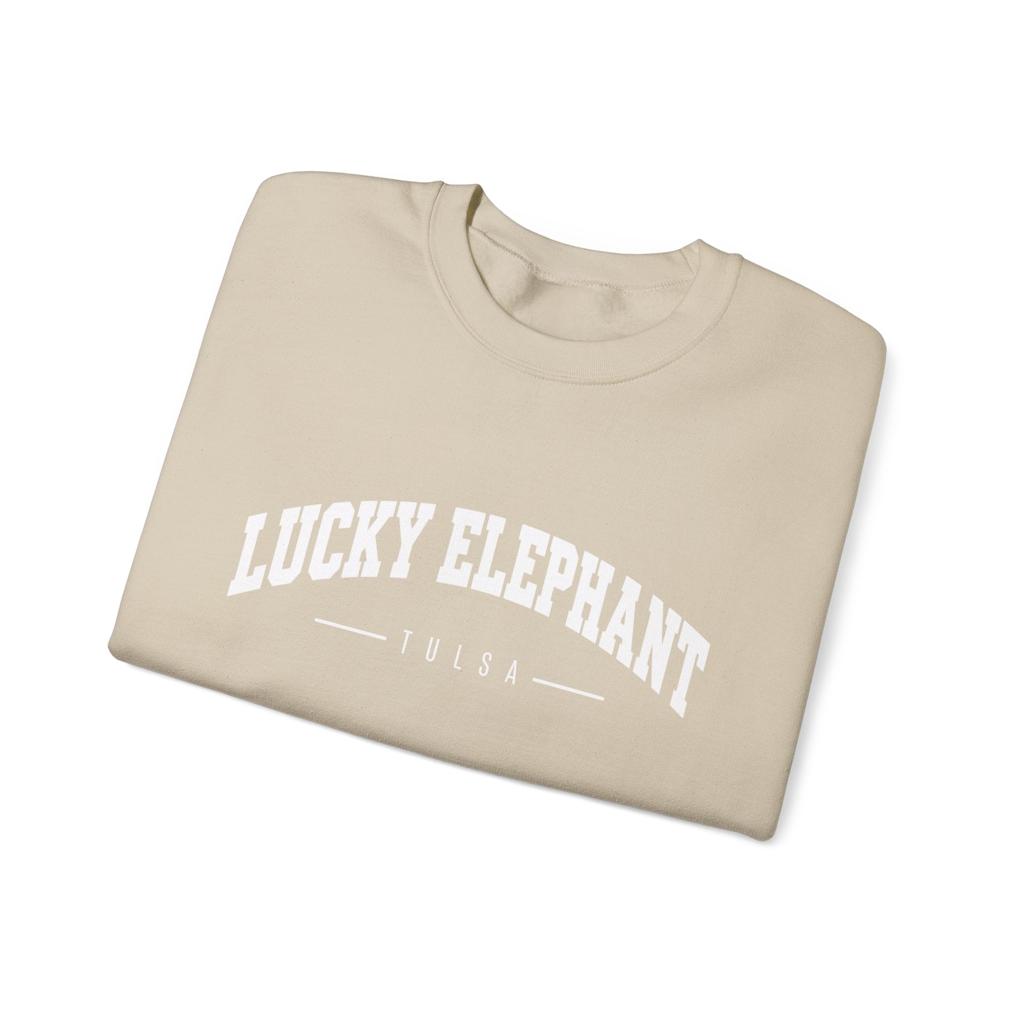 Lucky Elephant Classic White Crewneck Sweatshirt