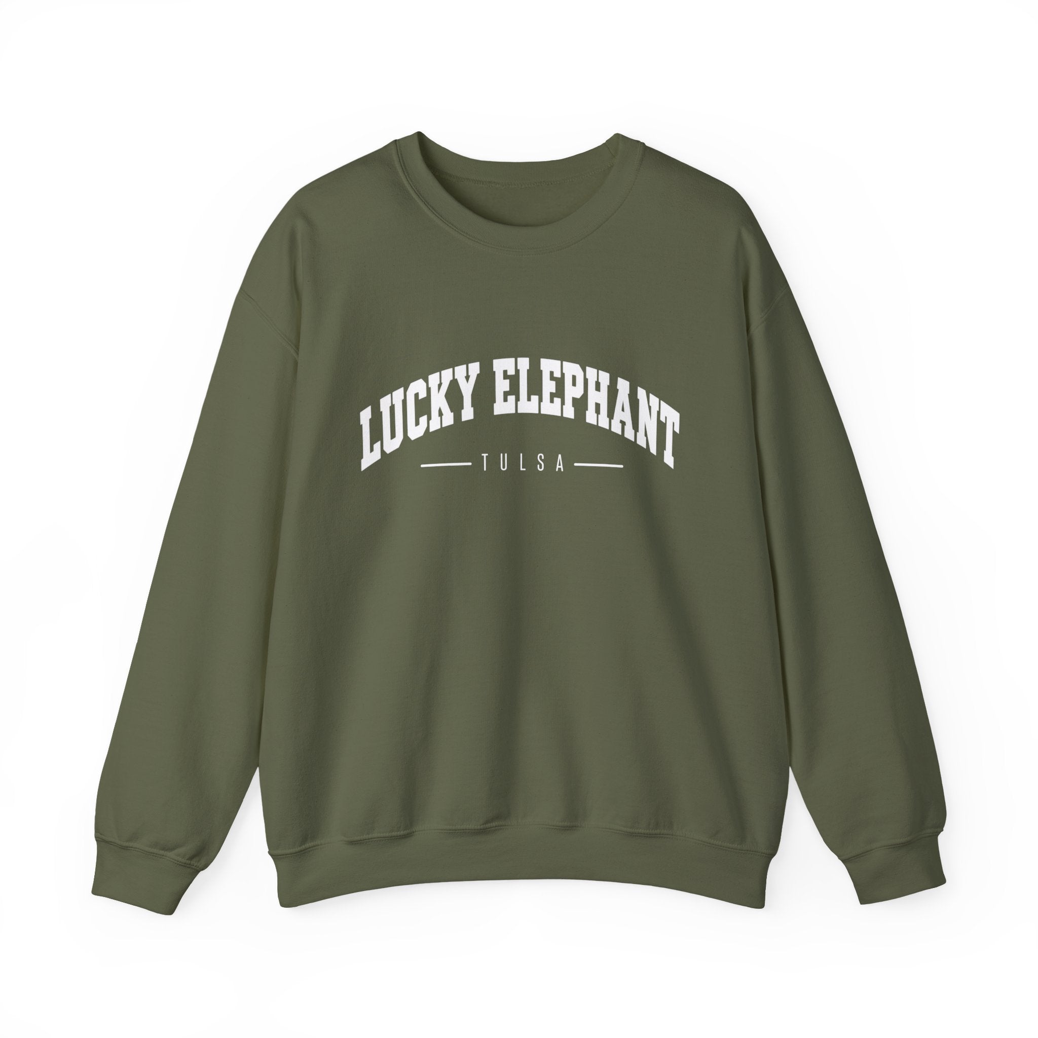 Lucky Elephant Classic White Crewneck Sweatshirt