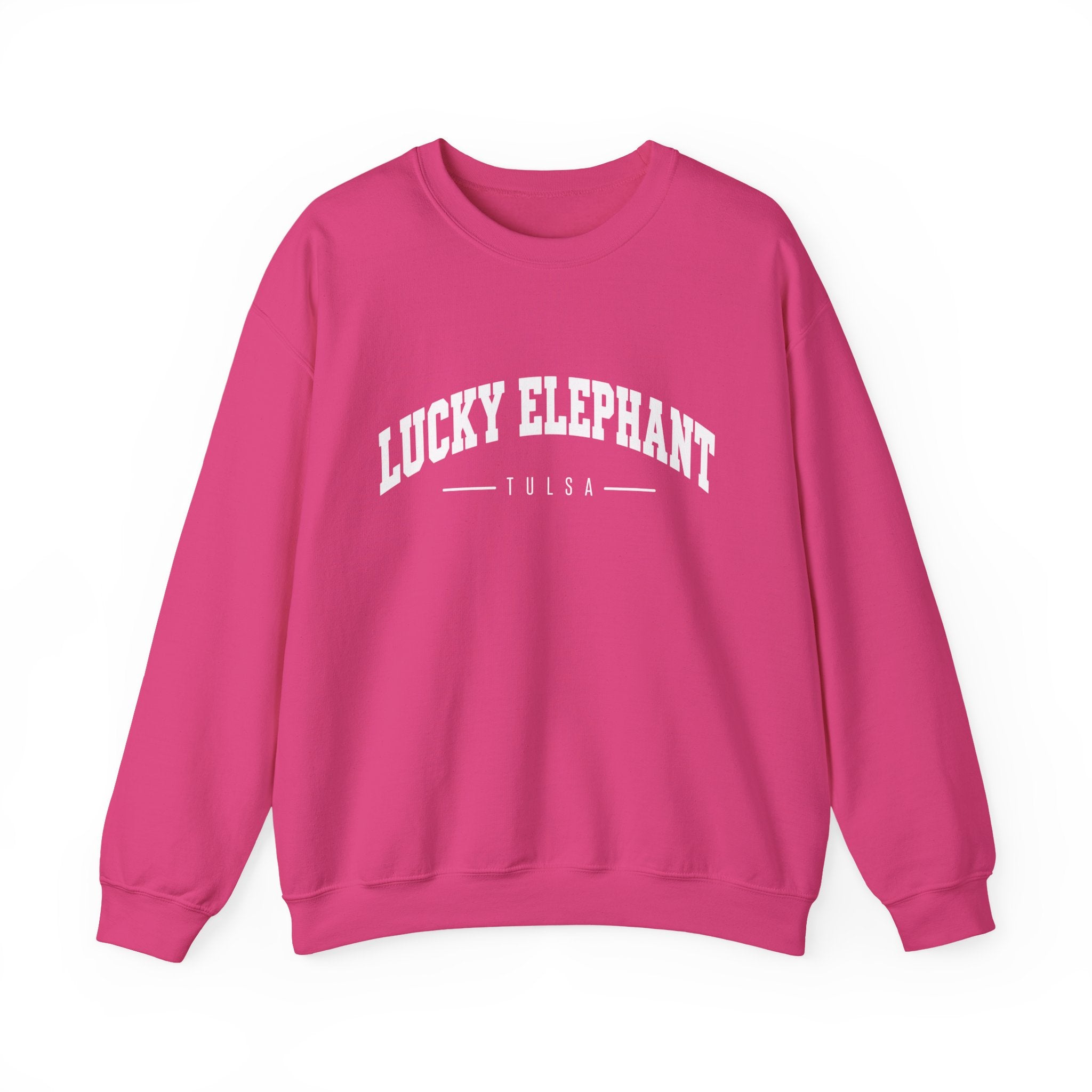 Lucky Elephant Classic White Crewneck Sweatshirt